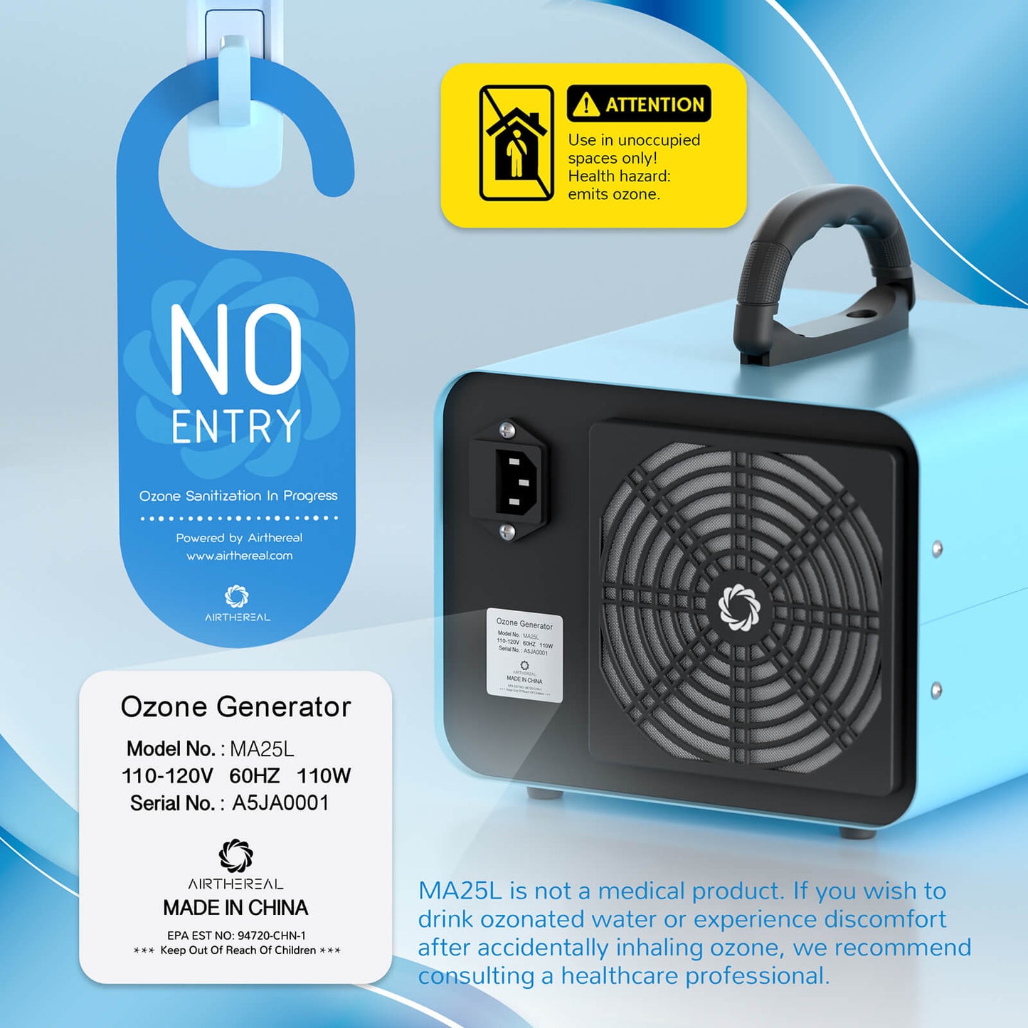 MA25L Dual-Mode Ozone Generator for Air & Water - GermBlast