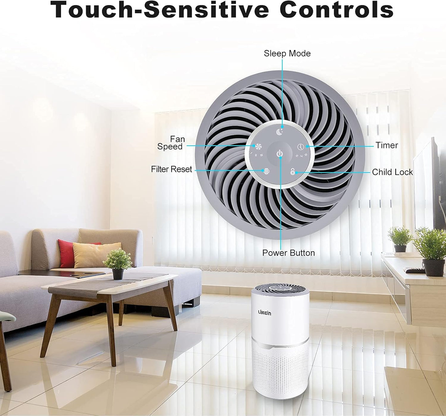 Air Purifier for Home with H13 True HEPA Filter, 22Db Filtration System Cleaner, 3-13W Low Energy Consumption, Remove 99.97% Pets Hair Dander Pollen Dust Smoke Odors, White