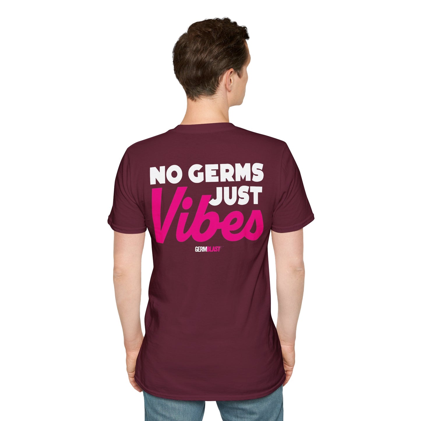 No Germs Just Vibes Unisex T-Shirt, Casual Wear, Gift for Friends, Summer Style, Trendy Tee, Funny Quarantine Shirt - GermBlast