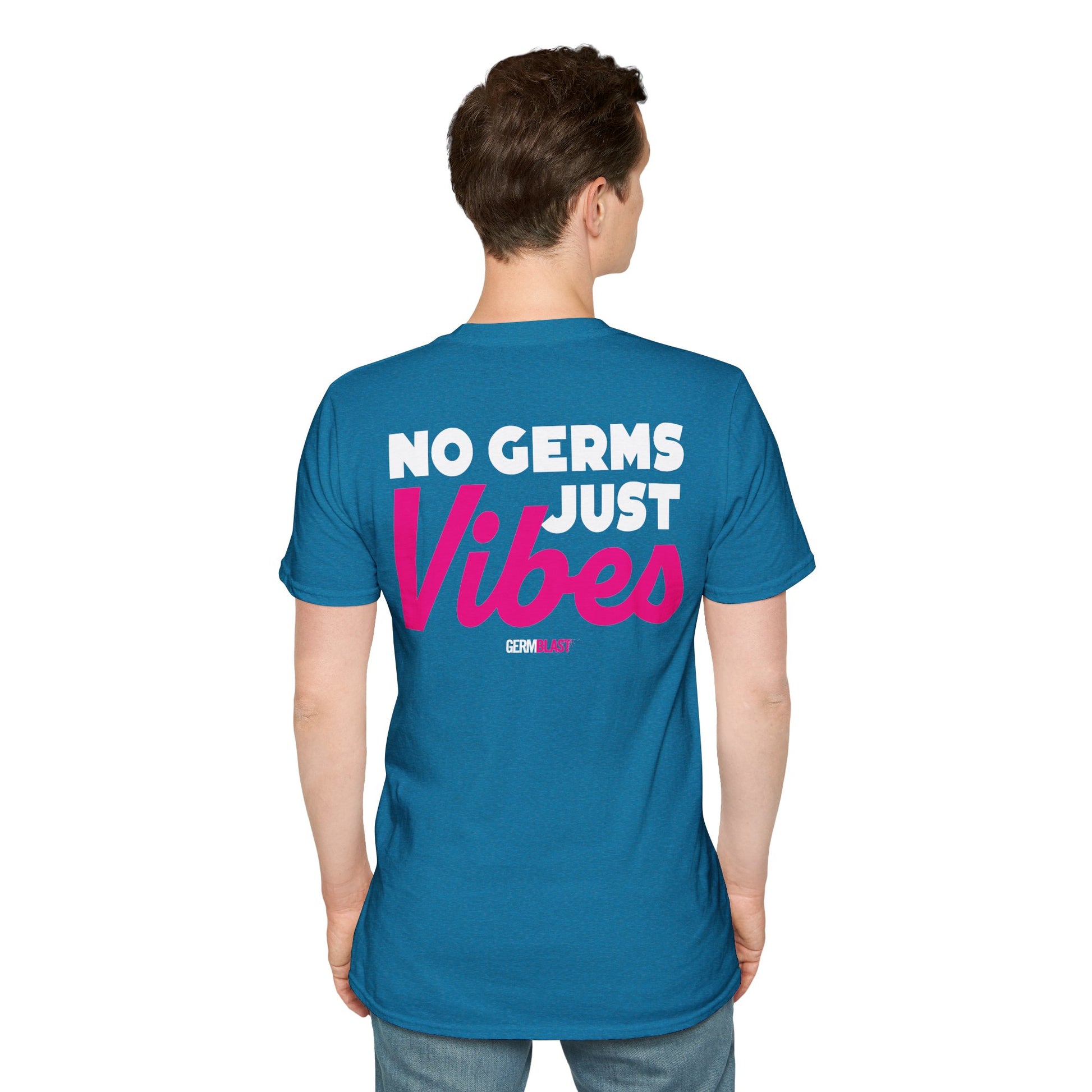 No Germs Just Vibes Unisex T-Shirt, Casual Wear, Gift for Friends, Summer Style, Trendy Tee, Funny Quarantine Shirt - GermBlast