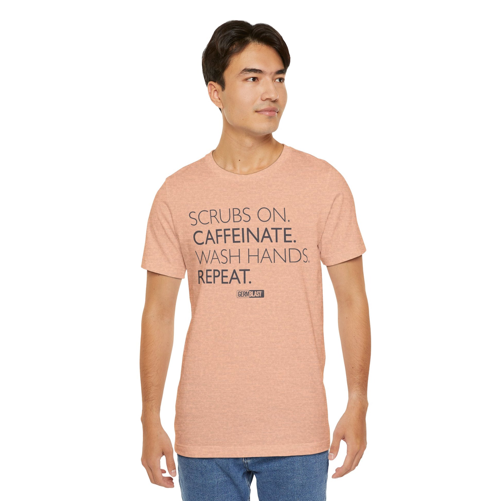 Caffeinate and Care Tee - Perfect for Nurses, Medical Professionals, Birthdays, Appreciation Days, Casual Wear - GermBlast