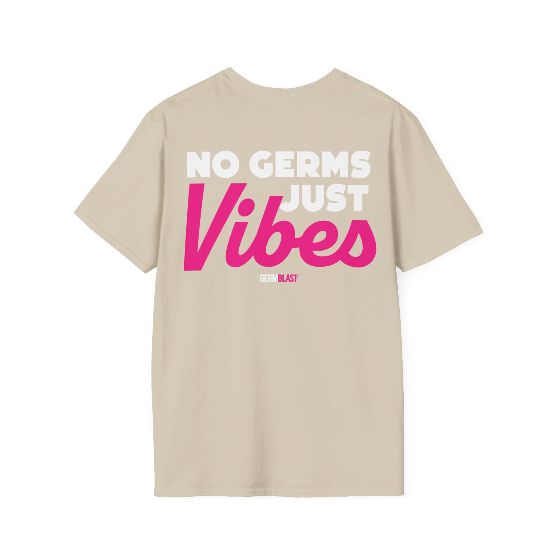 No Germs Just Vibes Unisex T-Shirt, Casual Wear, Gift for Friends, Summer Style, Trendy Tee, Funny Quarantine Shirt - GermBlast