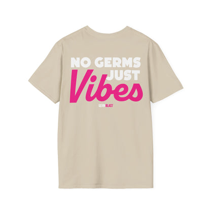 No Germs Just Vibes Unisex T-Shirt, Casual Wear, Gift for Friends, Summer Style, Trendy Tee, Funny Quarantine Shirt - GermBlast