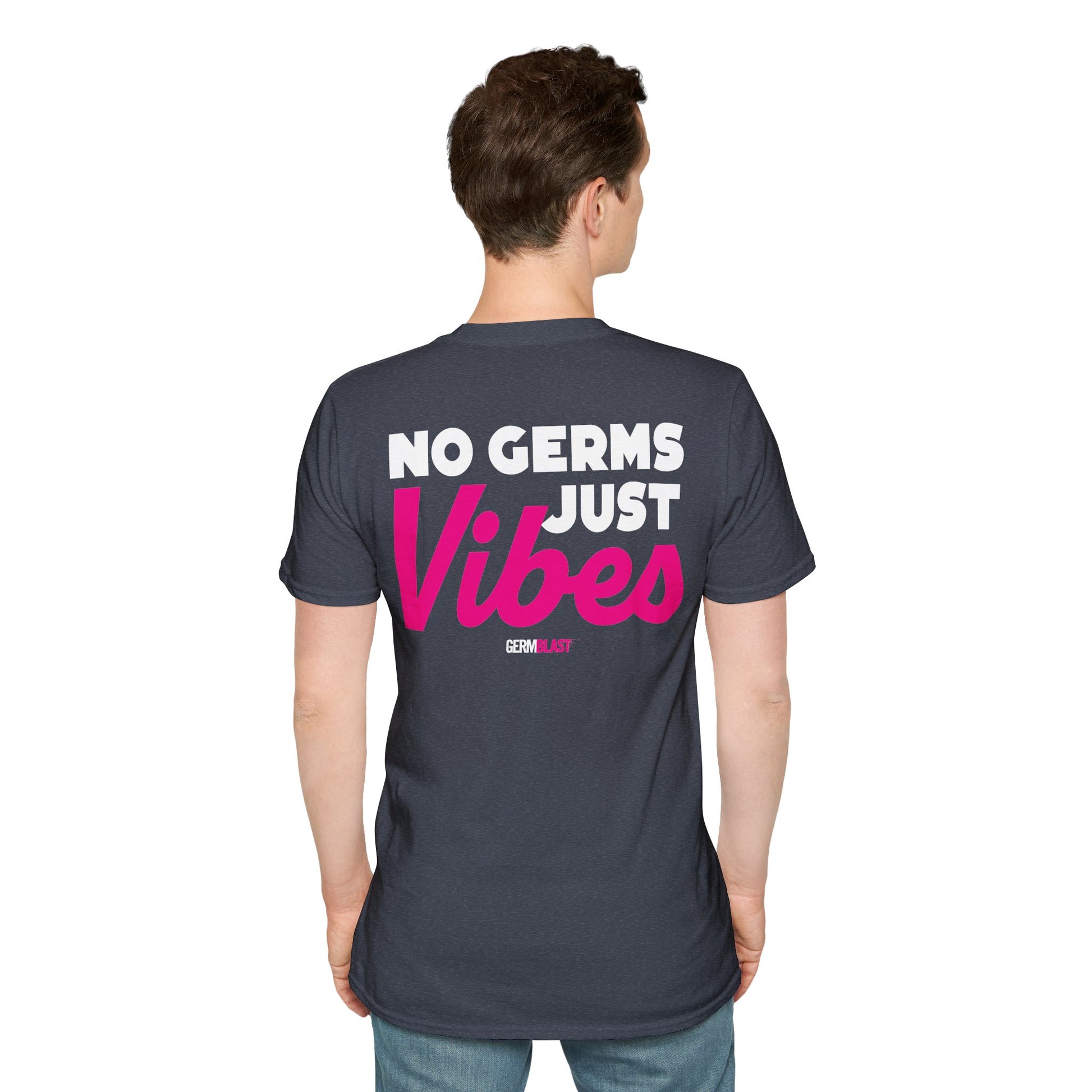 No Germs Just Vibes Unisex T-Shirt, Casual Wear, Gift for Friends, Summer Style, Trendy Tee, Funny Quarantine Shirt - GermBlast