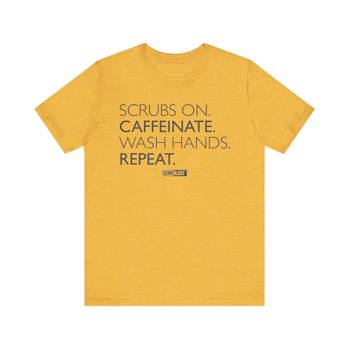 Caffeinate and Care Tee - Perfect for Nurses, Medical Professionals, Birthdays, Appreciation Days, Casual Wear - GermBlast