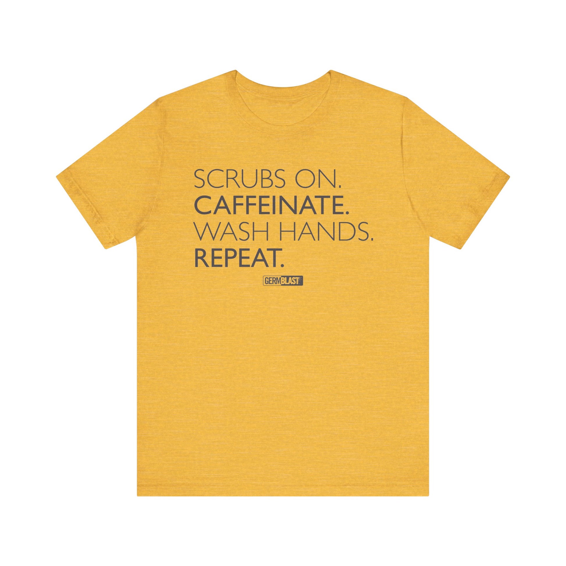 Caffeinate and Care Tee - Perfect for Nurses, Medical Professionals, Birthdays, Appreciation Days, Casual Wear - GermBlast