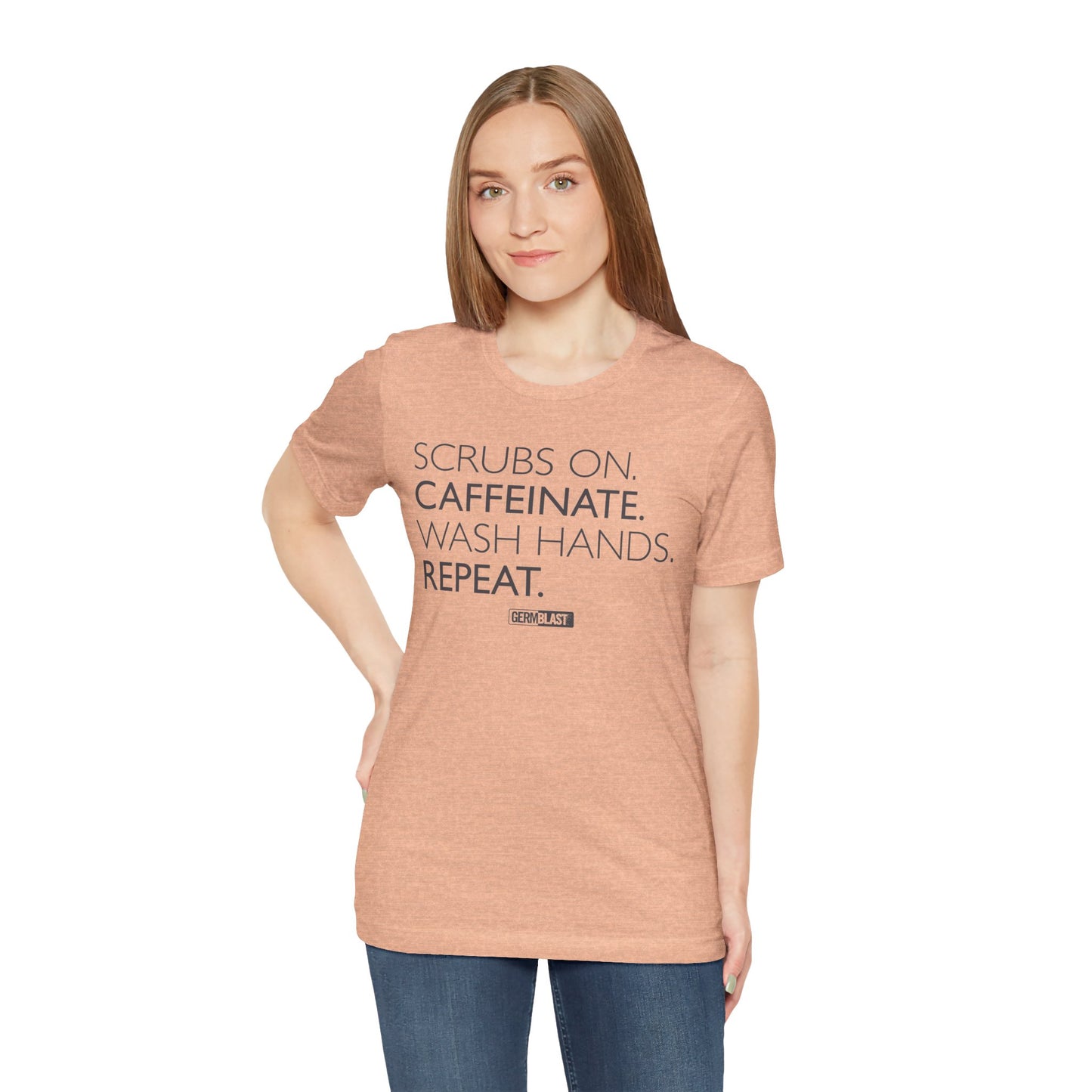Caffeinate and Care Tee - Perfect for Nurses, Medical Professionals, Birthdays, Appreciation Days, Casual Wear - GermBlast