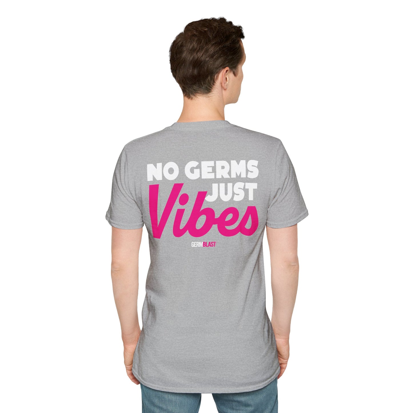 No Germs Just Vibes Unisex T-Shirt, Casual Wear, Gift for Friends, Summer Style, Trendy Tee, Funny Quarantine Shirt - GermBlast