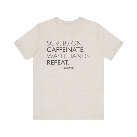 Caffeinate and Care Tee - Perfect for Nurses, Medical Professionals, Birthdays, Appreciation Days, Casual Wear - GermBlast