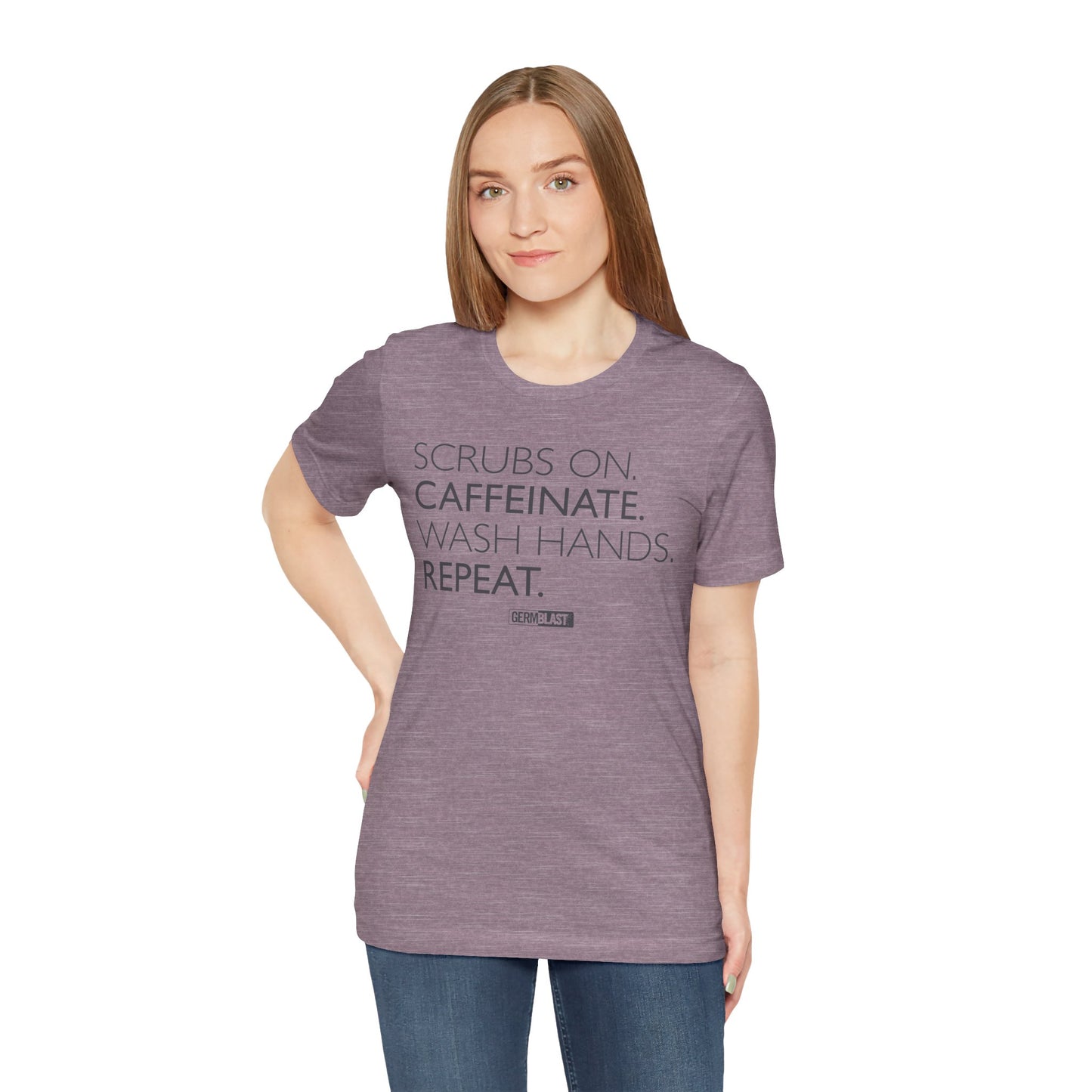Caffeinate and Care Tee - Perfect for Nurses, Medical Professionals, Birthdays, Appreciation Days, Casual Wear - GermBlast