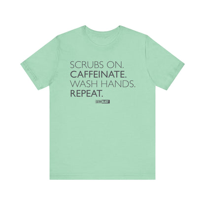 Caffeinate and Care Tee - Perfect for Nurses, Medical Professionals, Birthdays, Appreciation Days, Casual Wear - GermBlast