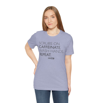 Caffeinate and Care Tee - Perfect for Nurses, Medical Professionals, Birthdays, Appreciation Days, Casual Wear - GermBlast
