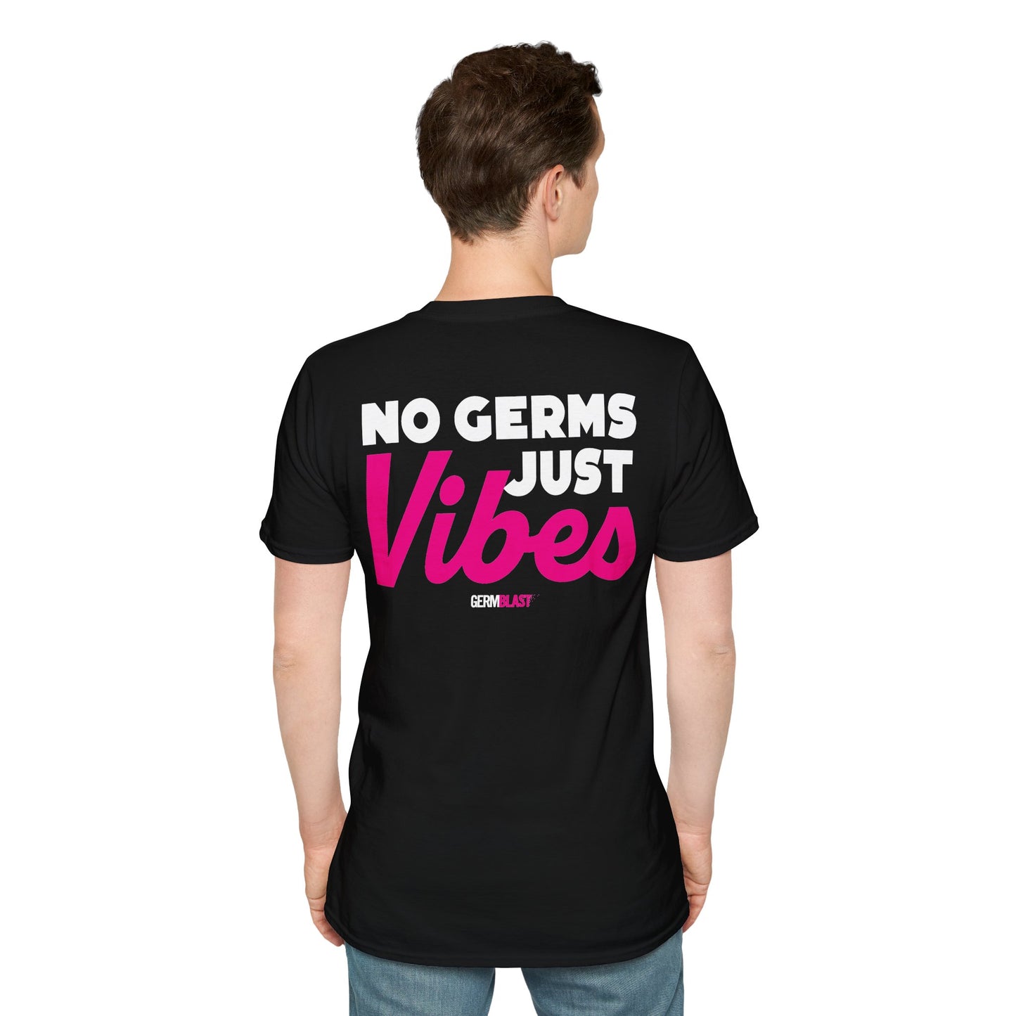 No Germs Just Vibes Unisex T-Shirt, Casual Wear, Gift for Friends, Summer Style, Trendy Tee, Funny Quarantine Shirt - GermBlast