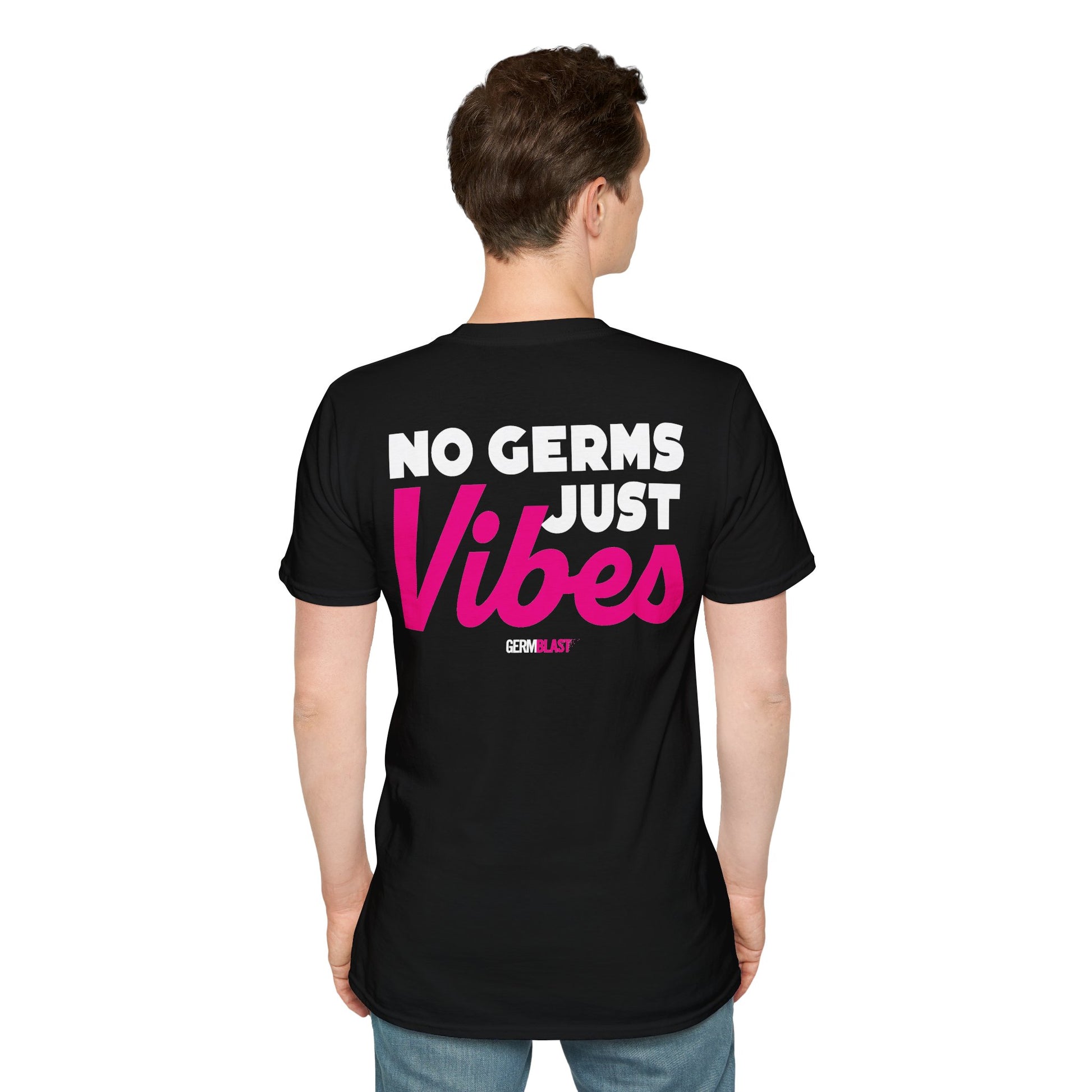 No Germs Just Vibes Unisex T-Shirt, Casual Wear, Gift for Friends, Summer Style, Trendy Tee, Funny Quarantine Shirt - GermBlast