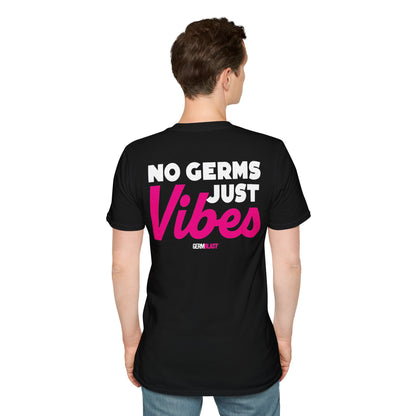 No Germs Just Vibes Unisex T-Shirt, Casual Wear, Gift for Friends, Summer Style, Trendy Tee, Funny Quarantine Shirt - GermBlast