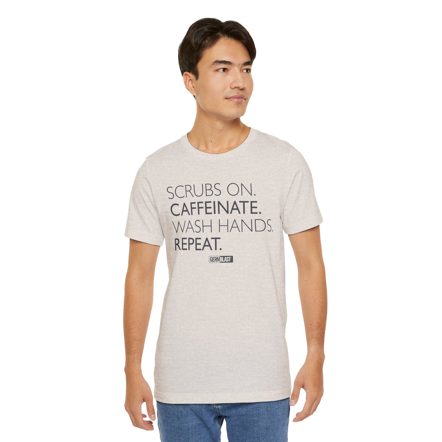 Caffeinate and Care Tee - Perfect for Nurses, Medical Professionals, Birthdays, Appreciation Days, Casual Wear - GermBlast