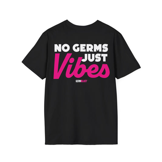 No Germs Just Vibes Unisex T-Shirt, Casual Wear, Gift for Friends, Summer Style, Trendy Tee, Funny Quarantine Shirt - GermBlast