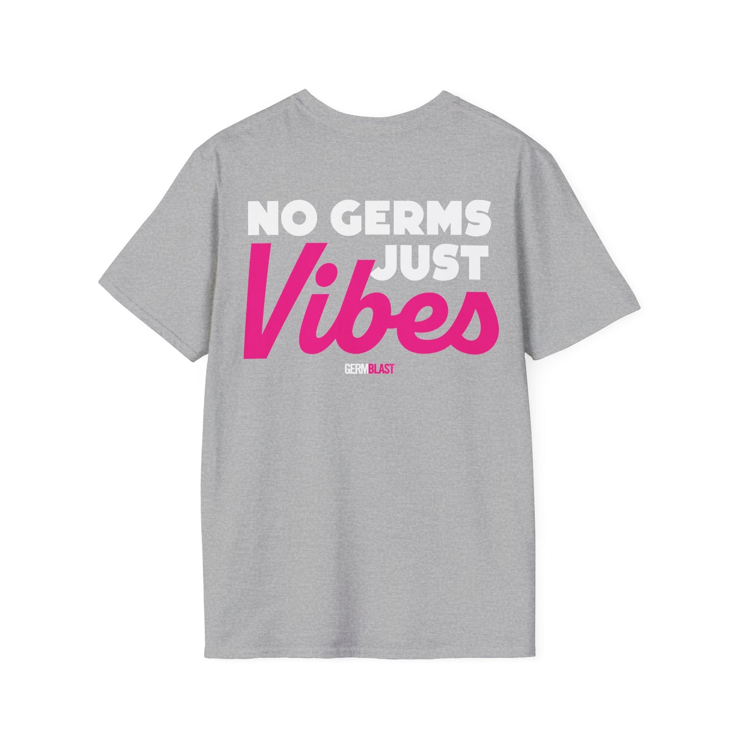 No Germs Just Vibes Unisex T-Shirt, Casual Wear, Gift for Friends, Summer Style, Trendy Tee, Funny Quarantine Shirt - GermBlast