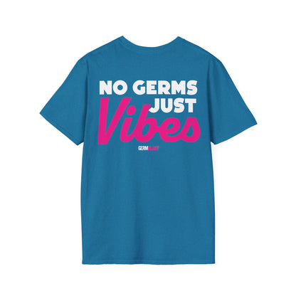 No Germs Just Vibes Unisex T-Shirt, Casual Wear, Gift for Friends, Summer Style, Trendy Tee, Funny Quarantine Shirt - GermBlast