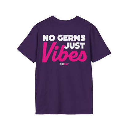 No Germs Just Vibes Unisex T-Shirt, Casual Wear, Gift for Friends, Summer Style, Trendy Tee, Funny Quarantine Shirt - GermBlast
