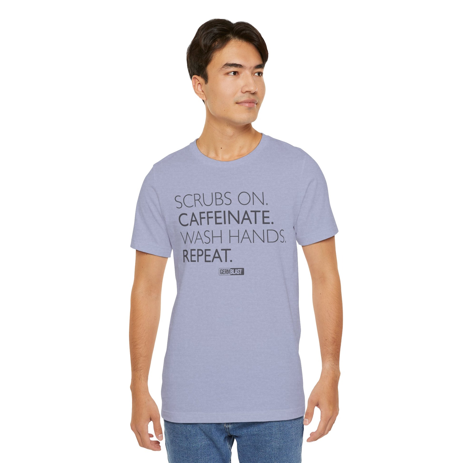Caffeinate and Care Tee - Perfect for Nurses, Medical Professionals, Birthdays, Appreciation Days, Casual Wear - GermBlast