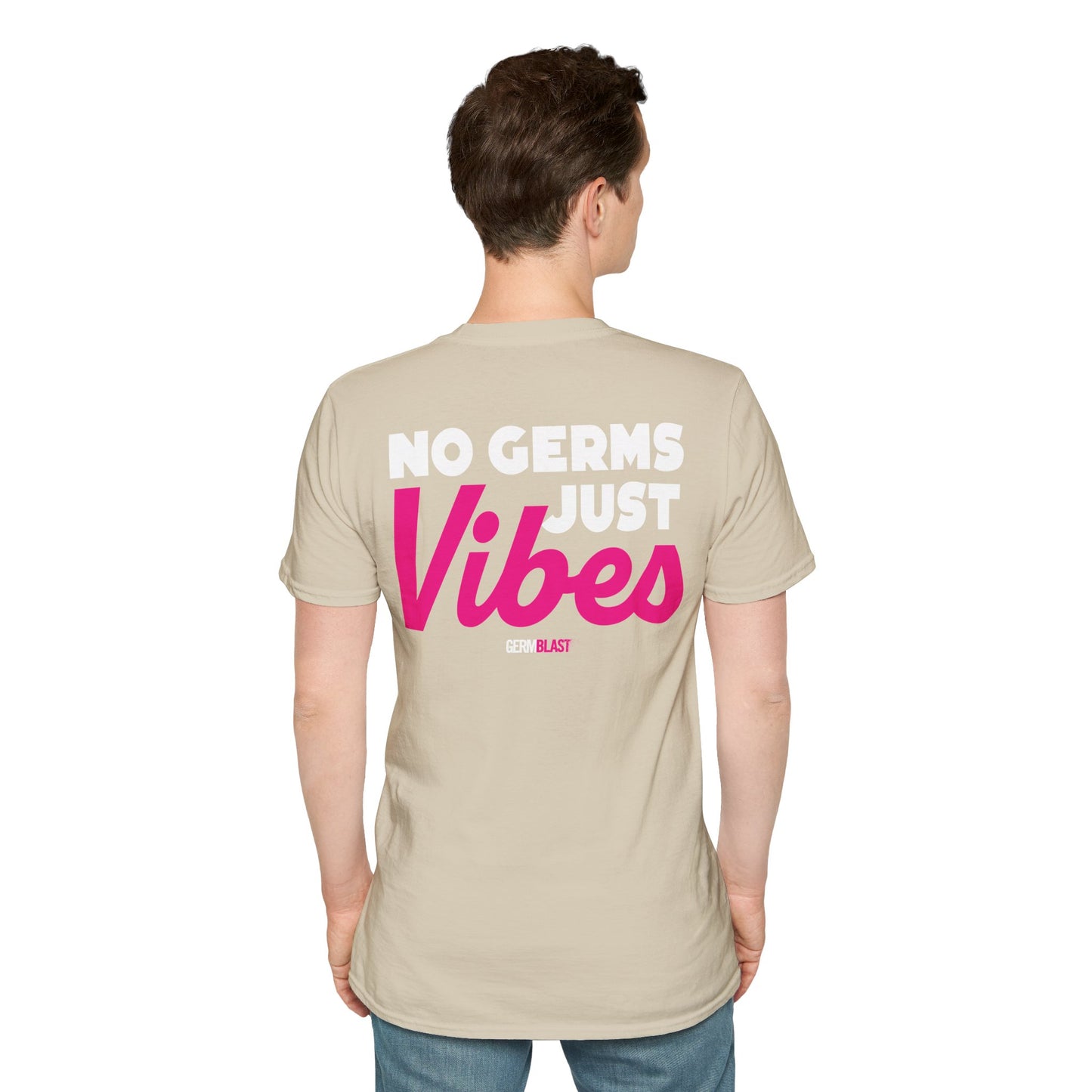 No Germs Just Vibes Unisex T-Shirt, Casual Wear, Gift for Friends, Summer Style, Trendy Tee, Funny Quarantine Shirt - GermBlast
