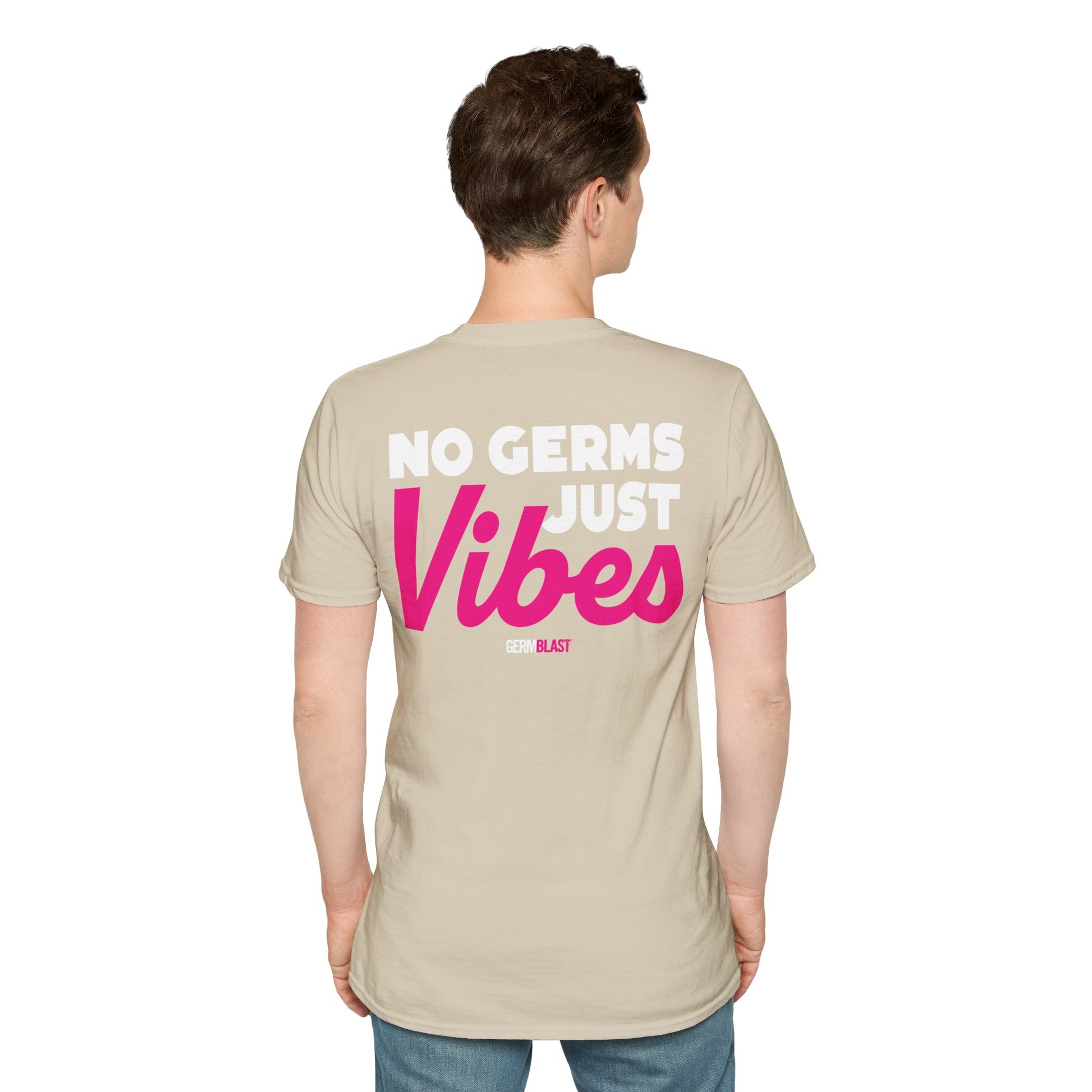 No Germs Just Vibes Unisex T-Shirt, Casual Wear, Gift for Friends, Summer Style, Trendy Tee, Funny Quarantine Shirt - GermBlast