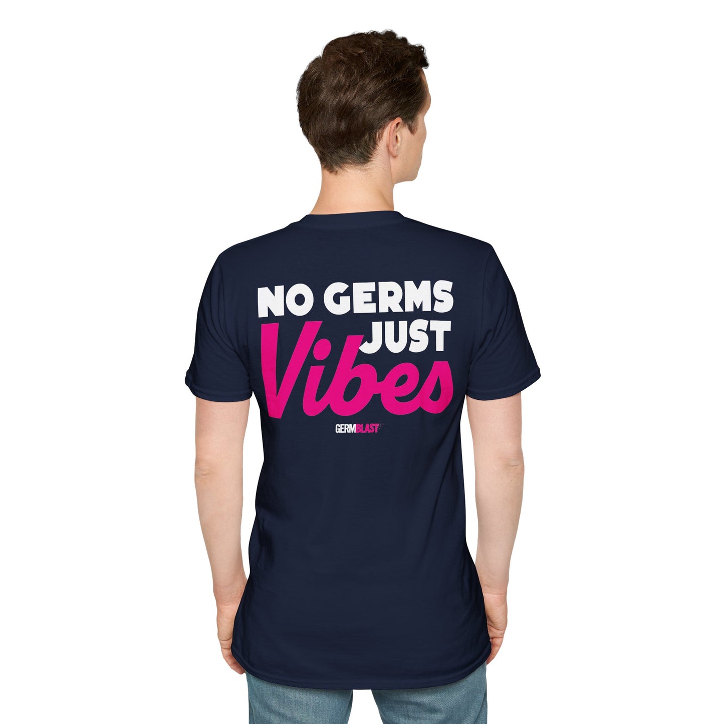 No Germs Just Vibes Unisex T-Shirt, Casual Wear, Gift for Friends, Summer Style, Trendy Tee, Funny Quarantine Shirt - GermBlast