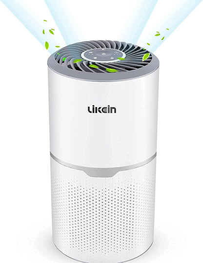 Air Purifier for Home with H13 True HEPA Filter, 22Db Filtration System Cleaner, 3-13W Low Energy Consumption, Remove 99.97% Pets Hair Dander Pollen Dust Smoke Odors, White