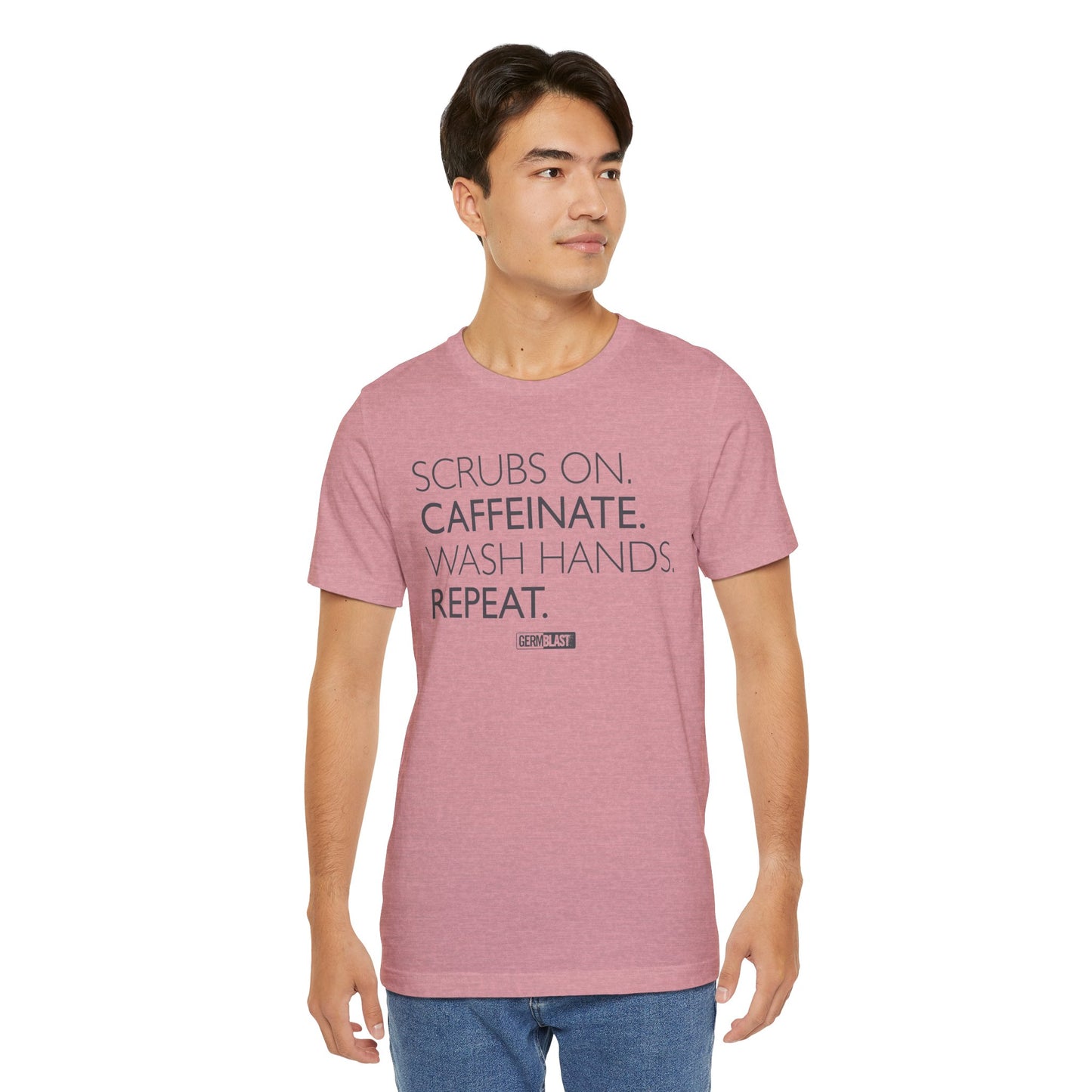 Caffeinate and Care Tee - Perfect for Nurses, Medical Professionals, Birthdays, Appreciation Days, Casual Wear - GermBlast