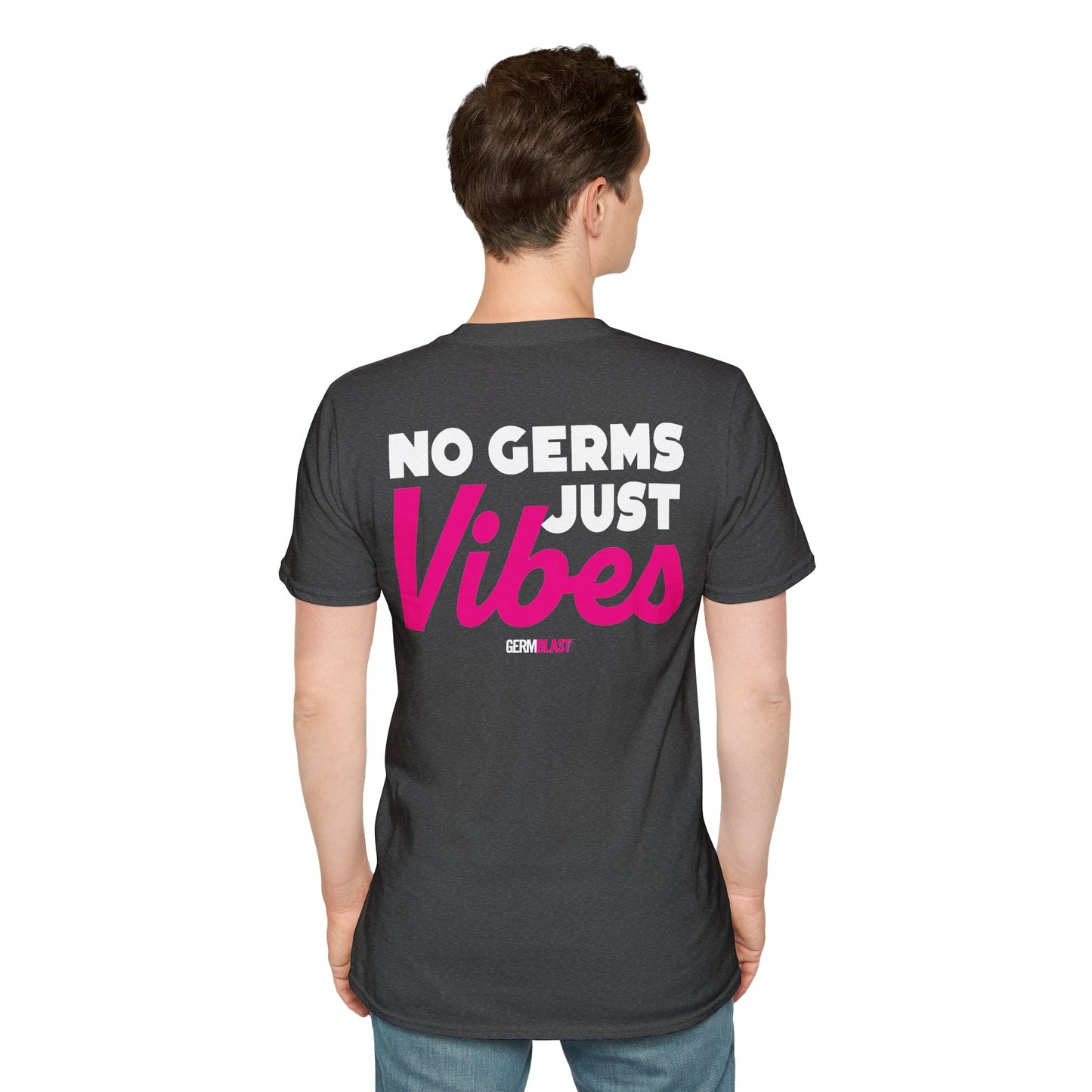 No Germs Just Vibes Unisex T-Shirt, Casual Wear, Gift for Friends, Summer Style, Trendy Tee, Funny Quarantine Shirt - GermBlast