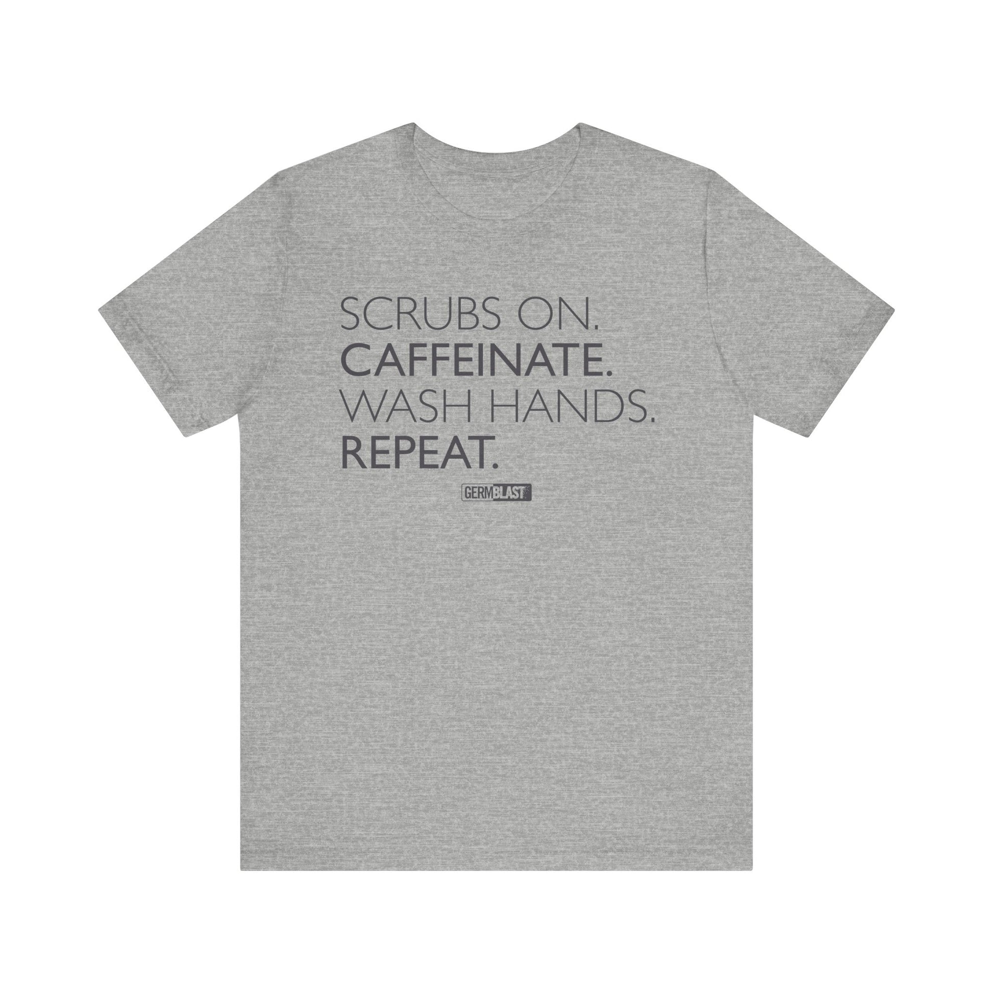 Caffeinate and Care Tee - Perfect for Nurses, Medical Professionals, Birthdays, Appreciation Days, Casual Wear - GermBlast