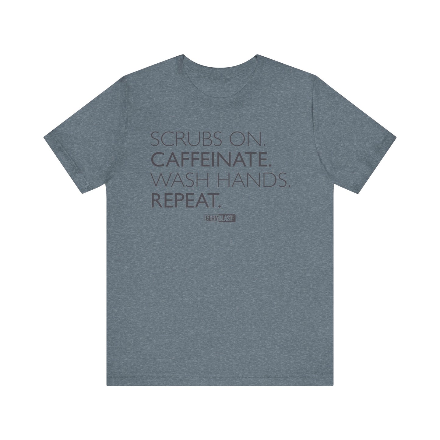 Caffeinate and Care Tee - Perfect for Nurses, Medical Professionals, Birthdays, Appreciation Days, Casual Wear - GermBlast