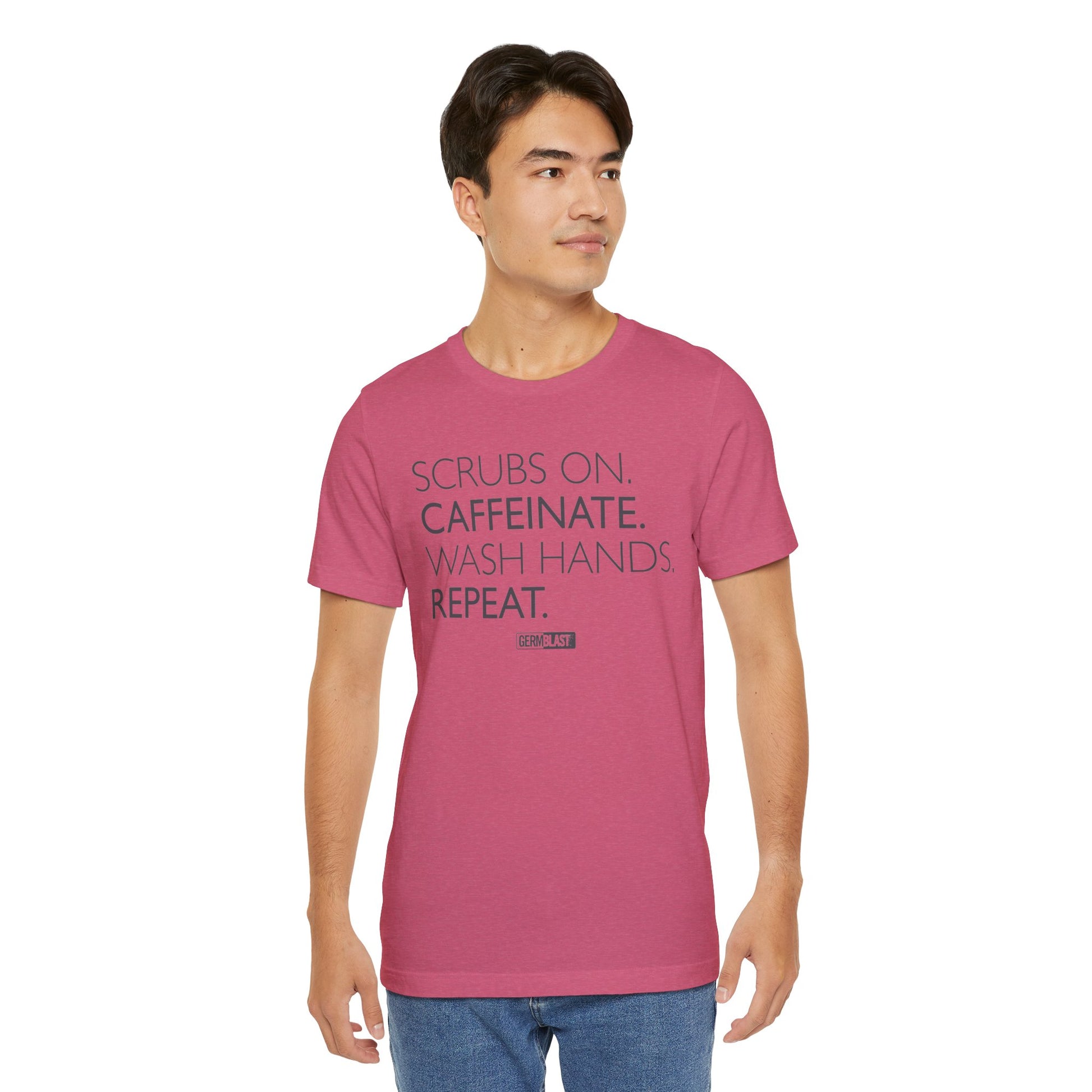 Caffeinate and Care Tee - Perfect for Nurses, Medical Professionals, Birthdays, Appreciation Days, Casual Wear - GermBlast