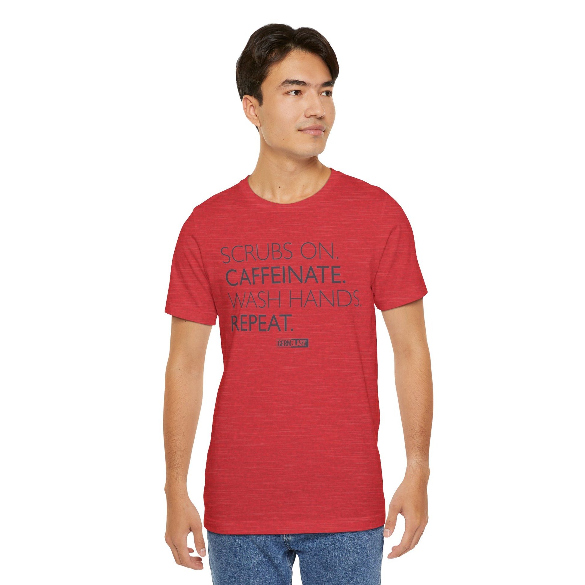 Caffeinate and Care Tee - Perfect for Nurses, Medical Professionals, Birthdays, Appreciation Days, Casual Wear - GermBlast