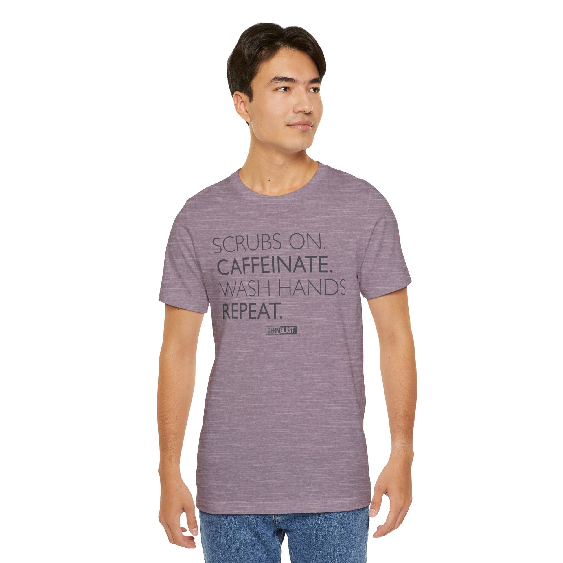 Caffeinate and Care Tee - Perfect for Nurses, Medical Professionals, Birthdays, Appreciation Days, Casual Wear - GermBlast