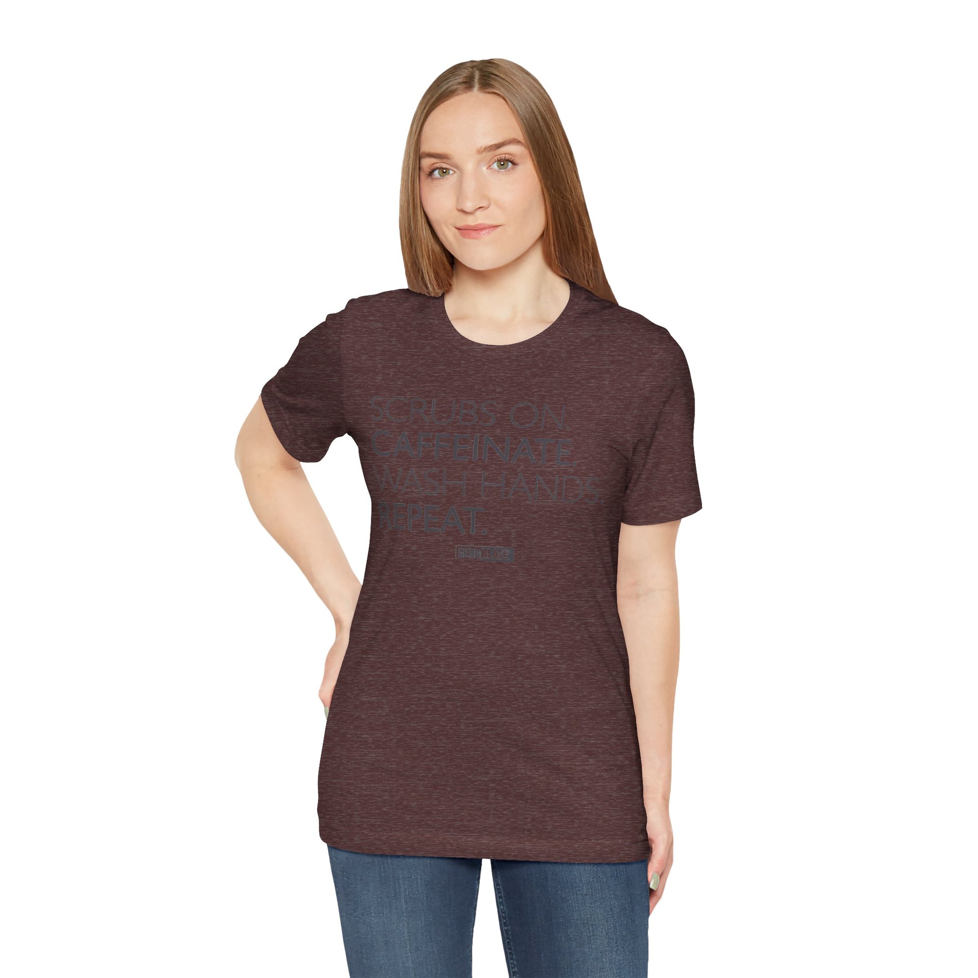 Caffeinate and Care Tee - Perfect for Nurses, Medical Professionals, Birthdays, Appreciation Days, Casual Wear - GermBlast