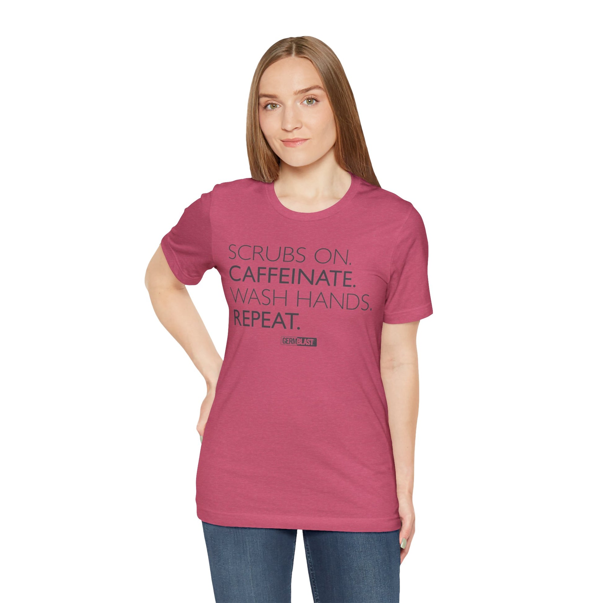 Caffeinate and Care Tee - Perfect for Nurses, Medical Professionals, Birthdays, Appreciation Days, Casual Wear - GermBlast