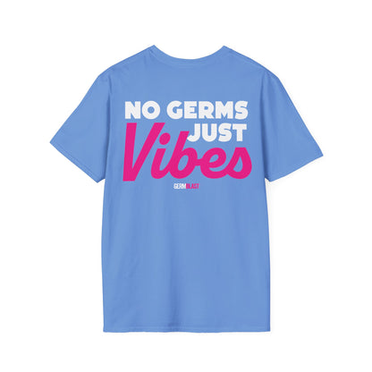 No Germs Just Vibes Unisex T-Shirt, Casual Wear, Gift for Friends, Summer Style, Trendy Tee, Funny Quarantine Shirt - GermBlast