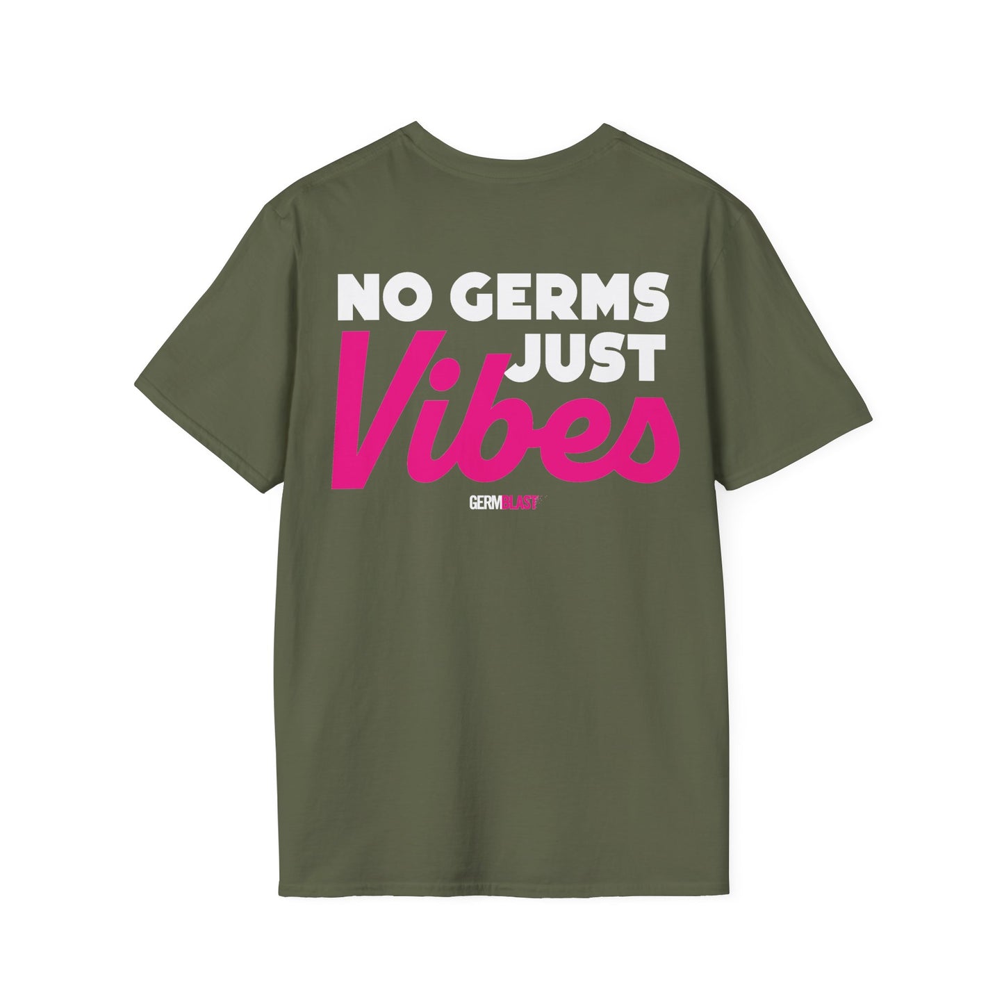 No Germs Just Vibes Unisex T-Shirt, Casual Wear, Gift for Friends, Summer Style, Trendy Tee, Funny Quarantine Shirt - GermBlast