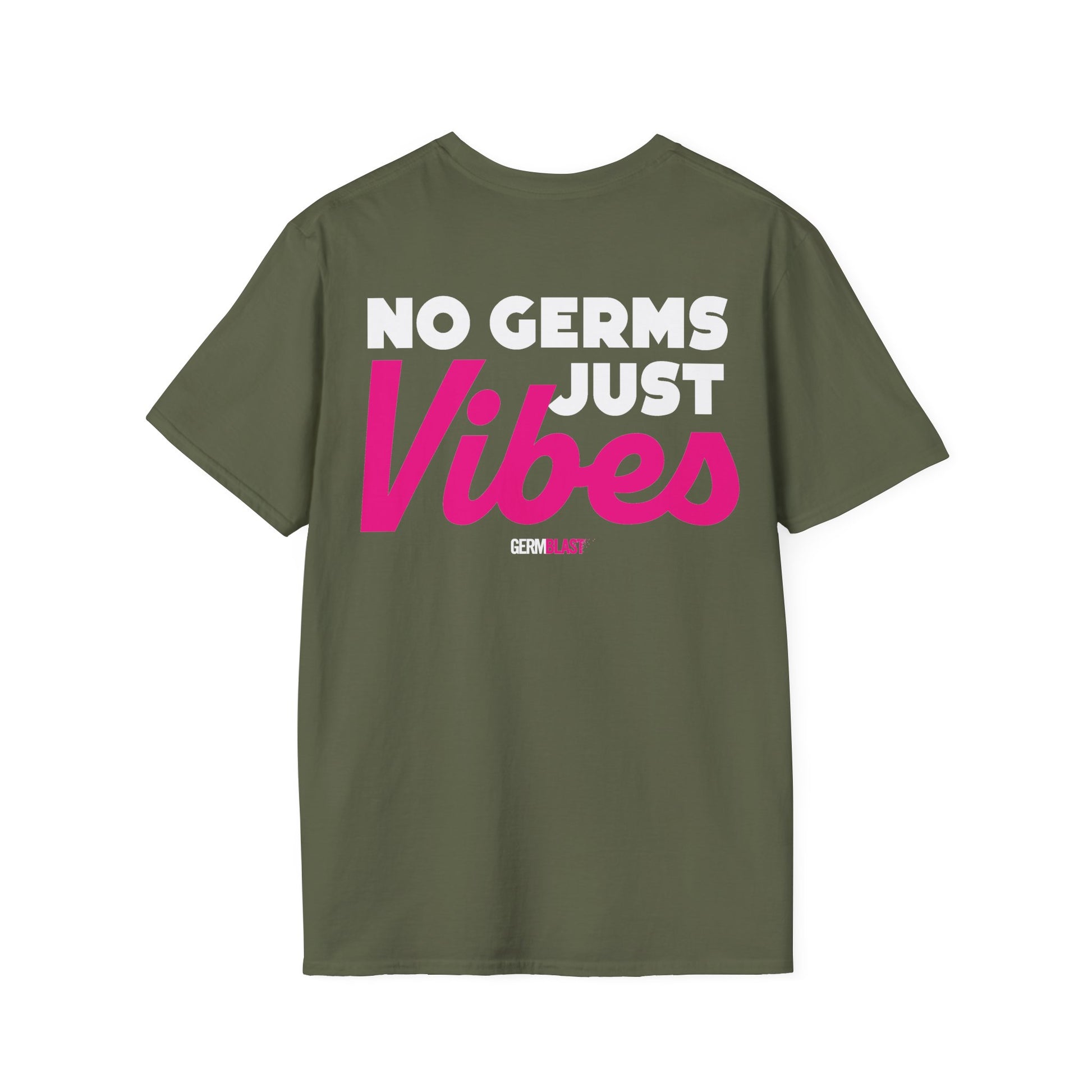 No Germs Just Vibes Unisex T-Shirt, Casual Wear, Gift for Friends, Summer Style, Trendy Tee, Funny Quarantine Shirt - GermBlast