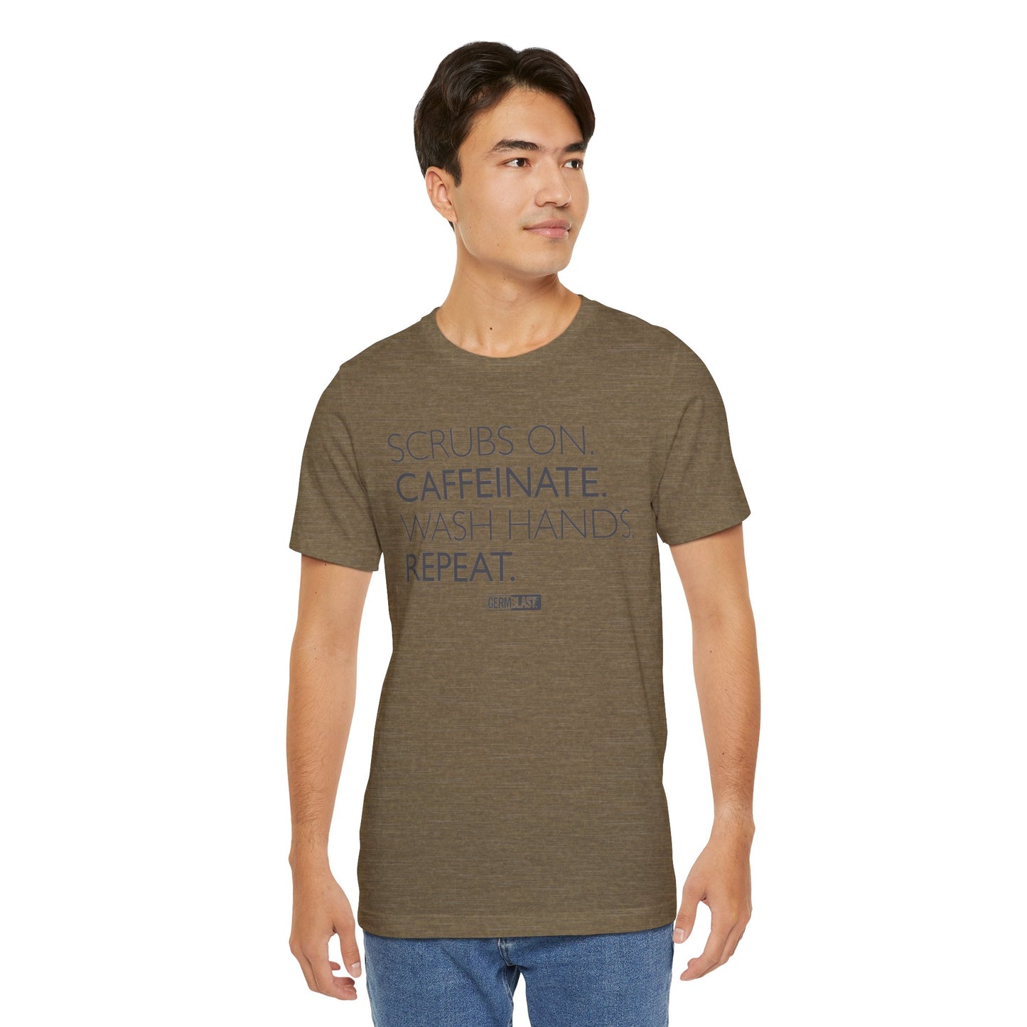 Caffeinate and Care Tee - Perfect for Nurses, Medical Professionals, Birthdays, Appreciation Days, Casual Wear - GermBlast