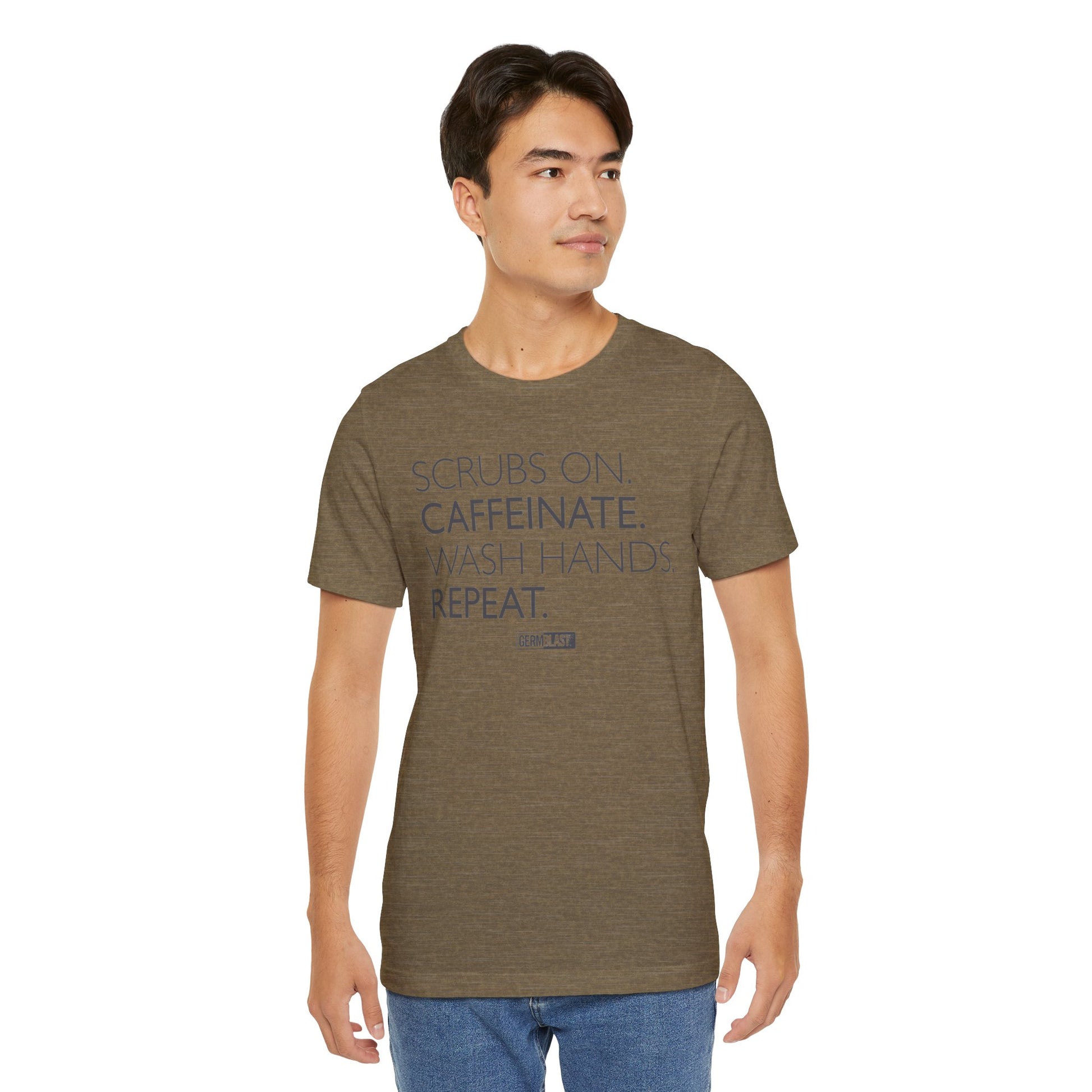 Caffeinate and Care Tee - Perfect for Nurses, Medical Professionals, Birthdays, Appreciation Days, Casual Wear - GermBlast