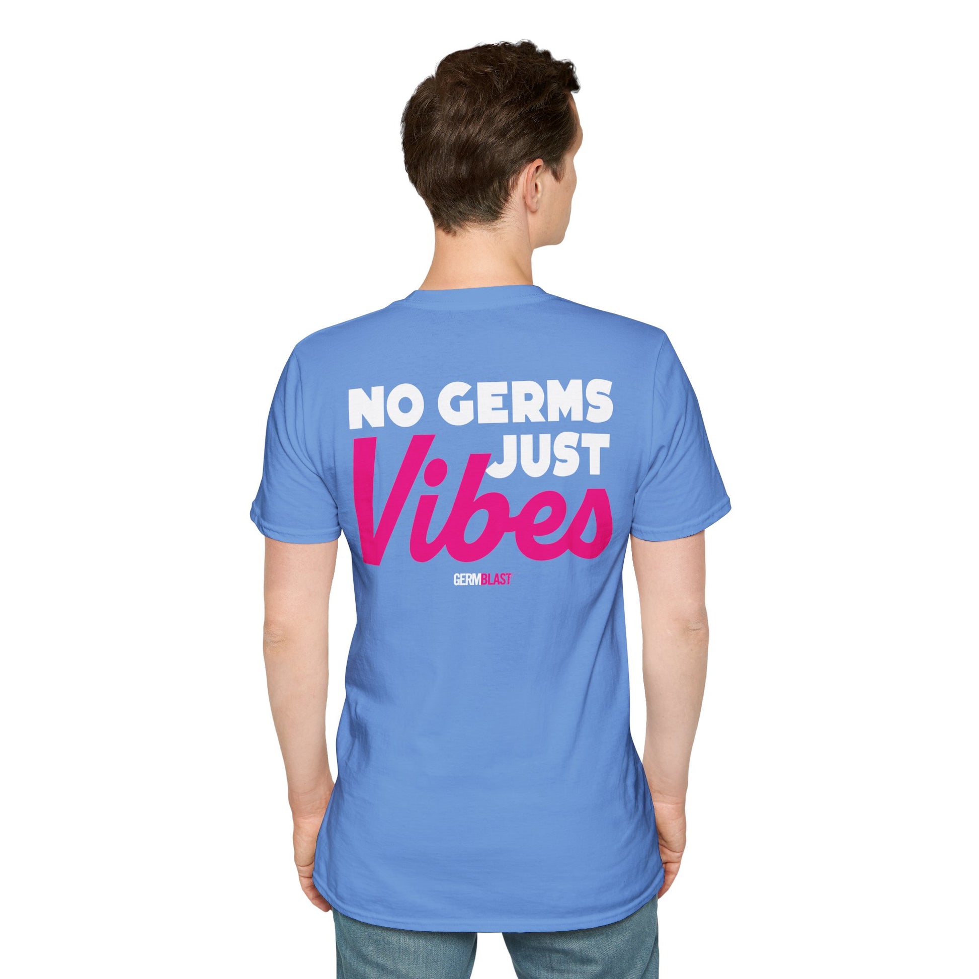 No Germs Just Vibes Unisex T-Shirt, Casual Wear, Gift for Friends, Summer Style, Trendy Tee, Funny Quarantine Shirt - GermBlast