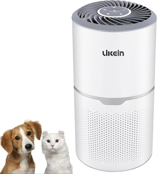 Air Purifier for Home with H13 True HEPA Filter, 22Db Filtration System Cleaner, 3-13W Low Energy Consumption, Remove 99.97% Pets Hair Dander Pollen Dust Smoke Odors, White